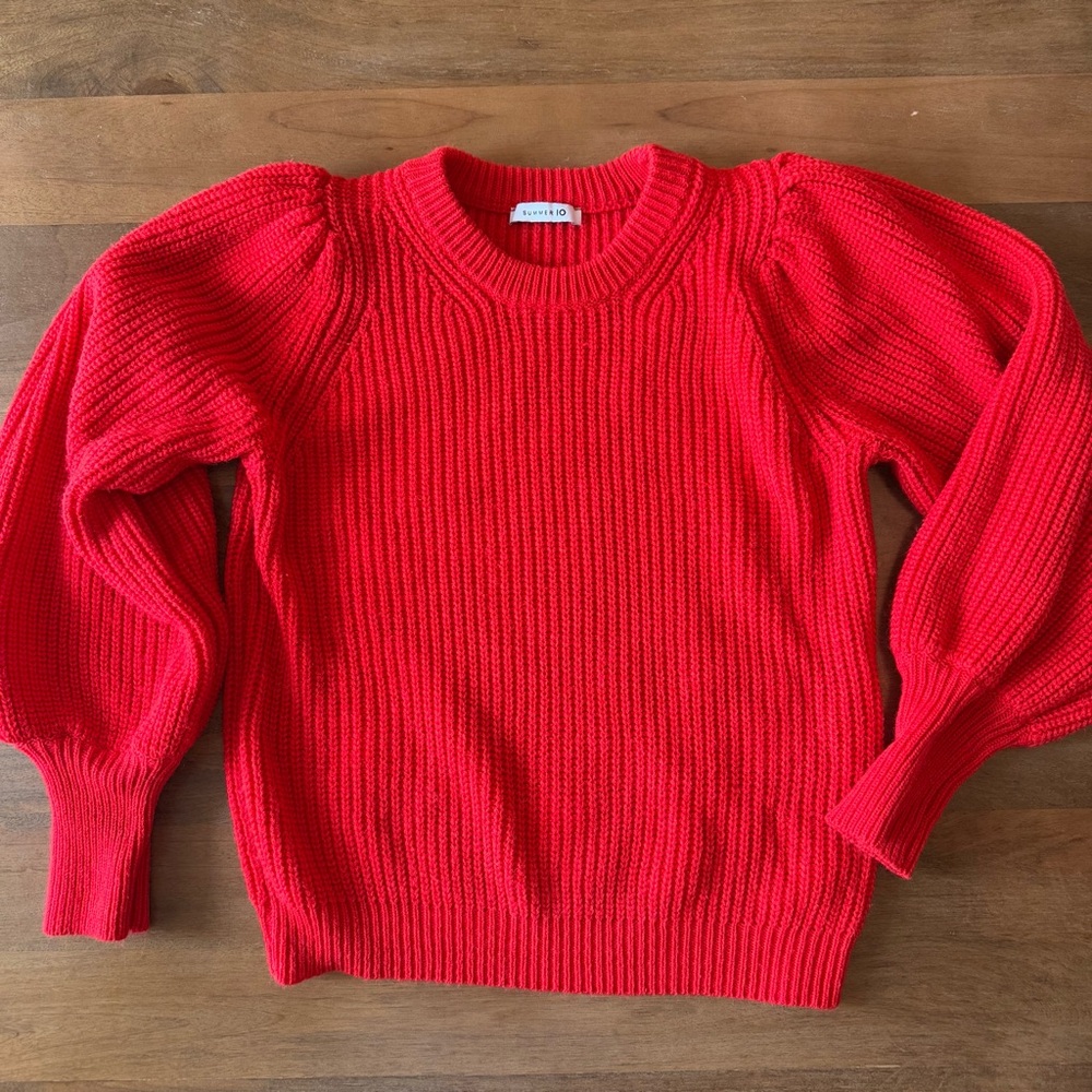 Red Sweater with Bubble Sleeves - women’s medium